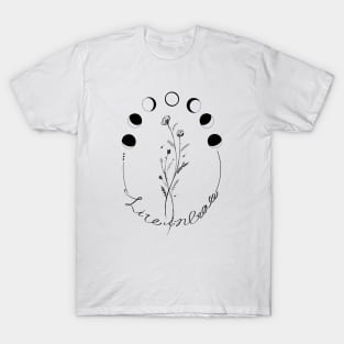 Moon phases with hand lettering " live in grace" T-Shirt